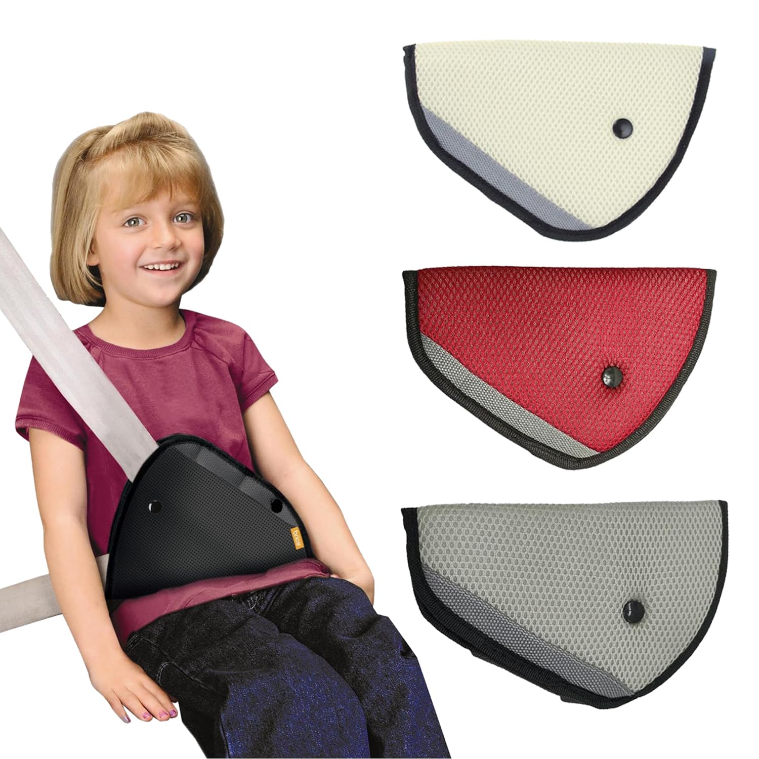 3 Pieces Adjuster Cover Strap, Triangular Belt Pads, Seat Belt Adjuster Kids Anti Choke Comfort for Children/Adult Shoulder Neck Triangle Positioner Seatbelt Adjustment