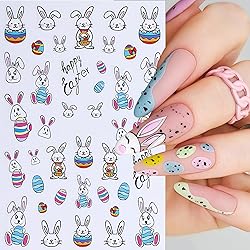 6 Sheets Cute Bunny Nail Stickers Easter Nail Art