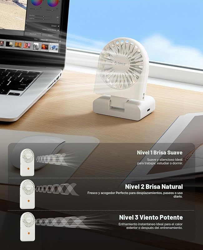 ReFAN Ventilador de Cuello Portátil, Blanco