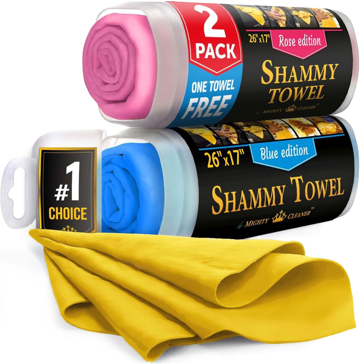 Photo 1 of Premium 2pk +1 Free Shammy Cloth - Super Absorbent Chamois Towel - Reusable & Scratch-Free - Soft Car Drying Towels (26"x17")