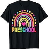 Preschool Rainbow Girls Boys Kids Teacher Back to School T-Shirt
