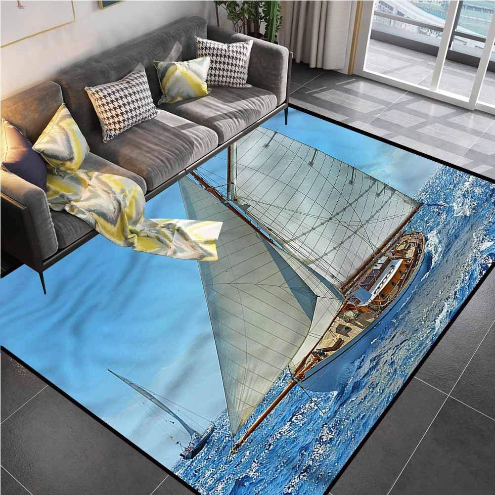 Area Rug Rugs Print Large Floor Mat Nautical, Sailboat