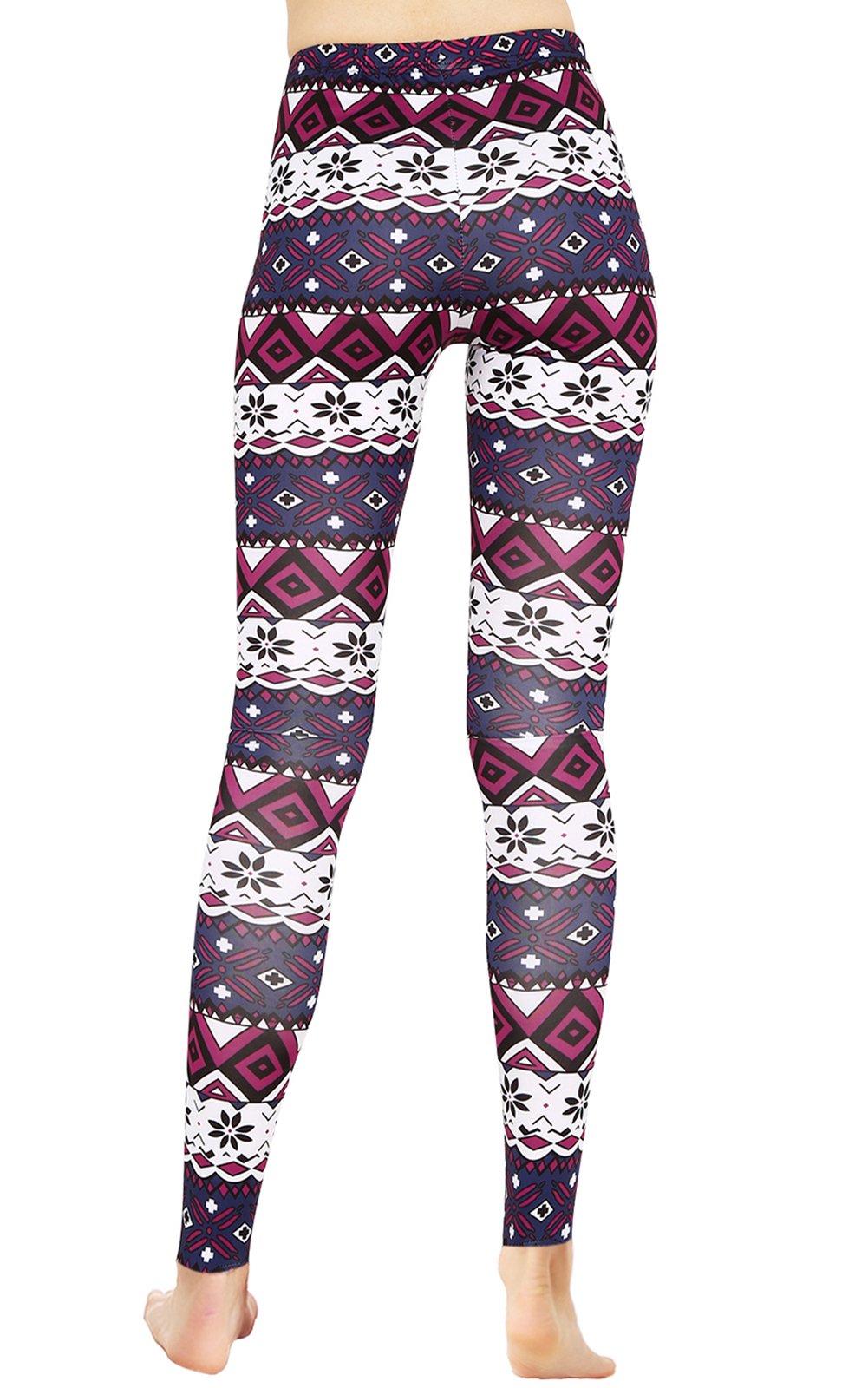 Womens Ultra Soft Brushed Christmas Leggings Pants Purple Floral Print M