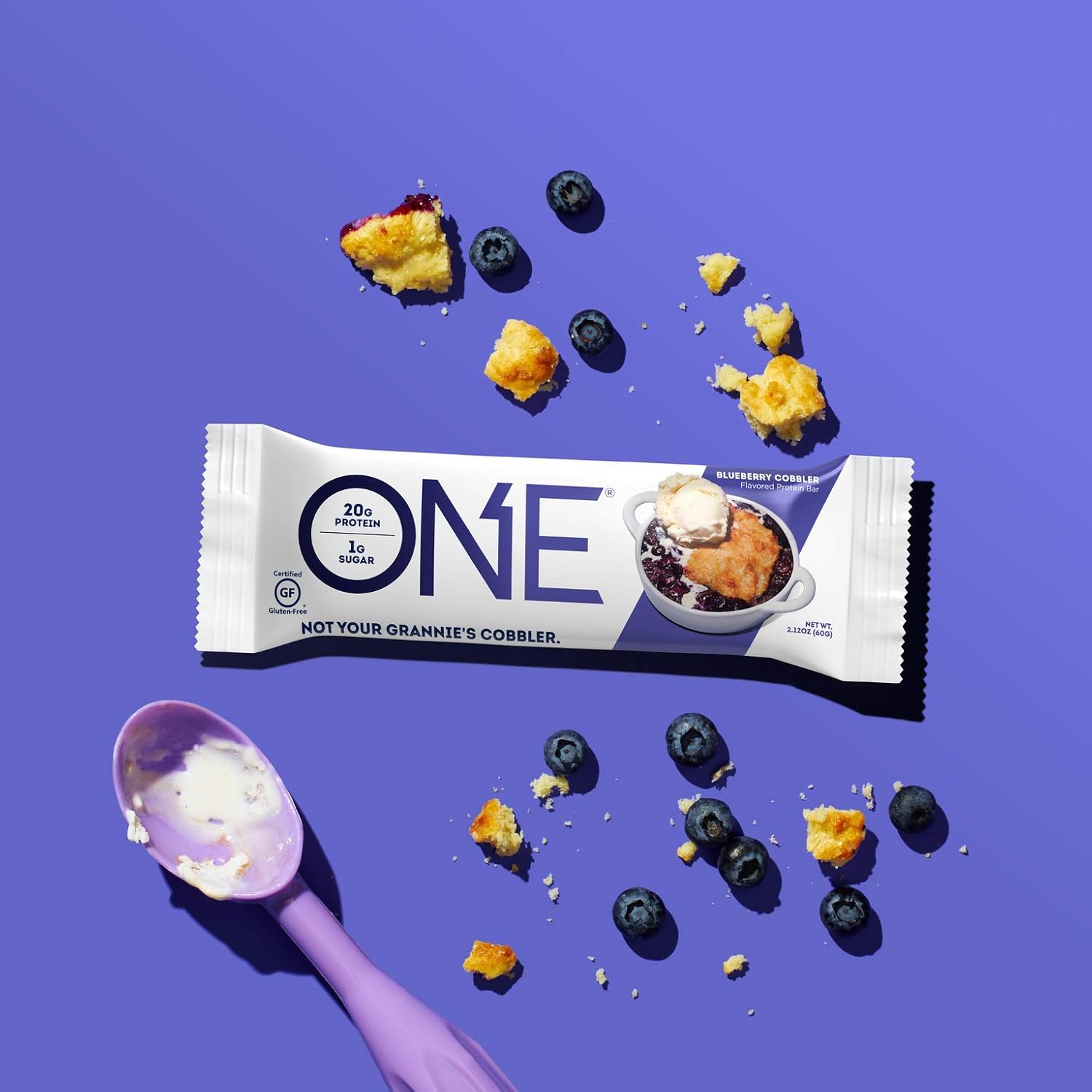 Amazon Com One Protein Bars Blueberry Cobbler Gluten Free Protein Bars With g Protein And Only 1g Sugar Guilt Free Snacking For High Protein Diets 2 12 Oz 12 Pack Health Personal Care