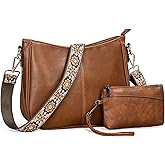 Crossbody Bags for Women, Vegan Leather Hobo Bag, Crossbody Purse with Guitar Strap, Tote Handbag with Wallet Purses Set