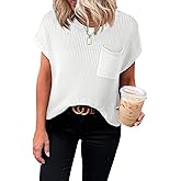 Dokotoo Women's Casual Short Sleeve Loose Tunic Tops Lightweight Knit Spring Pullover Sweater Blouses