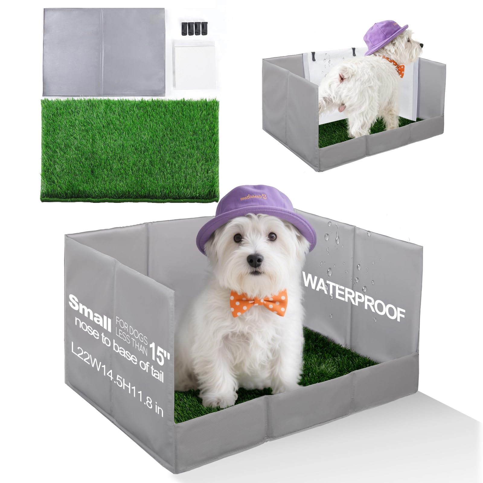 Photo 1 of ****LACERATED***HQ4US 4LEGS Dog Grass Pad with Tray Foldable Dog Litter Box High Walls, Odor Free Artificial Grass for Dogs Potty, Pee Pad Holder, Seamless, No Assembly, Waterproof, Easy Clean, Portable for Travel