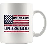 One Nation Under God Patriotism Christian Inspirational Motivational Gifts US Flag For Patriotic Novelty Drinkware Coffee Ceramic Mug 11 oz White