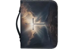 PORCLAY Cross Bible Cover Cross Bible Case Waterproof Leather Bible Cover Bible Study Organizer Tote Bag Bible Carrying Case with Handles Gift for Women Men,Cross 1,M