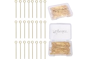 MAPOIEU 100pcs 50mm 14K Gold Filled Eye Pins DIY Crafts Beads Charms Earring Bracelet Jewelry Making Accessories Supplies