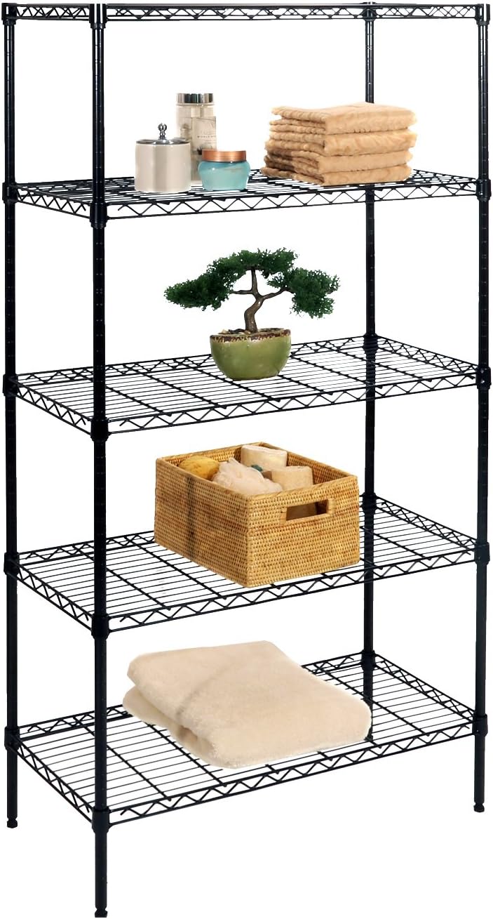 Seville Classics 5-Tier Black Epoxy Steel Wire Shelving, 30" W x 14" D x 60" H: Home & Kitchen