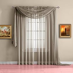 Warm Home Designs Pair of Short Brown Taupe Sheer