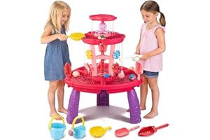 Water Table for Toddlers with Fishing Game Set 3-Tier Kids Sand Water Table Sensory Outdoor Toys for Kids Ages 4-8 Summer Bea