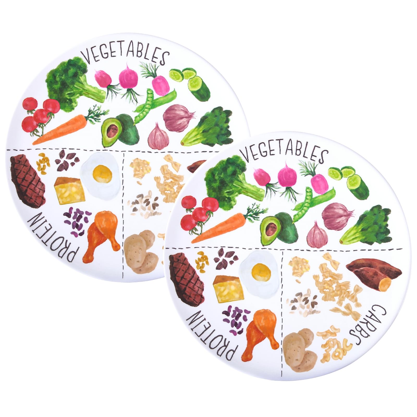 Photo 1 of Viynran 10'' Portion Control Plate for Balanced Eating - Healthy Nutrition Plate for Adults and Teens - Melamine Dividers, Weight Loss, Diabetes Plate (2 Pack)