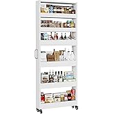 Qiaoxuan Slim Storage Cart, Lightweight 6 Tier Metal Rolling Utility Kitchen Cart on Wheels, Mobile Storage Shelving Unit Organizer for Bathroom Laundry Office Narrow Places (White, 6" D)