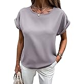 Lynwitkui Womens Summer Short Sleeve Chiffon Blouses Keyhole Back Busines Casual Work ShirtsTops Tops 2025