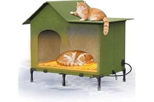 AFEIOFT Heated Outdoor Cat House – Weatherproof Winter Shelter for Stray & Outdoor Cats, Insulated & Elevated Design for Porch, Yard, Barn or Garage, Easy Assembly Warm Cat Shelter