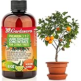 Premium Liquid Citrus Tree Plant Fertilizer - 3-1-2 Concentrate for Indoor Plants and Flowers by Gardenera | Organic Plant Food for Citrus Trees - 8oz