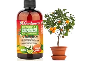 Premium Liquid Citrus Tree Plant Fertilizer - 3-1-2 Concentrate for Indoor Plants and Flowers by Gardenera | Organic Plant Food for Citrus Trees - 8oz