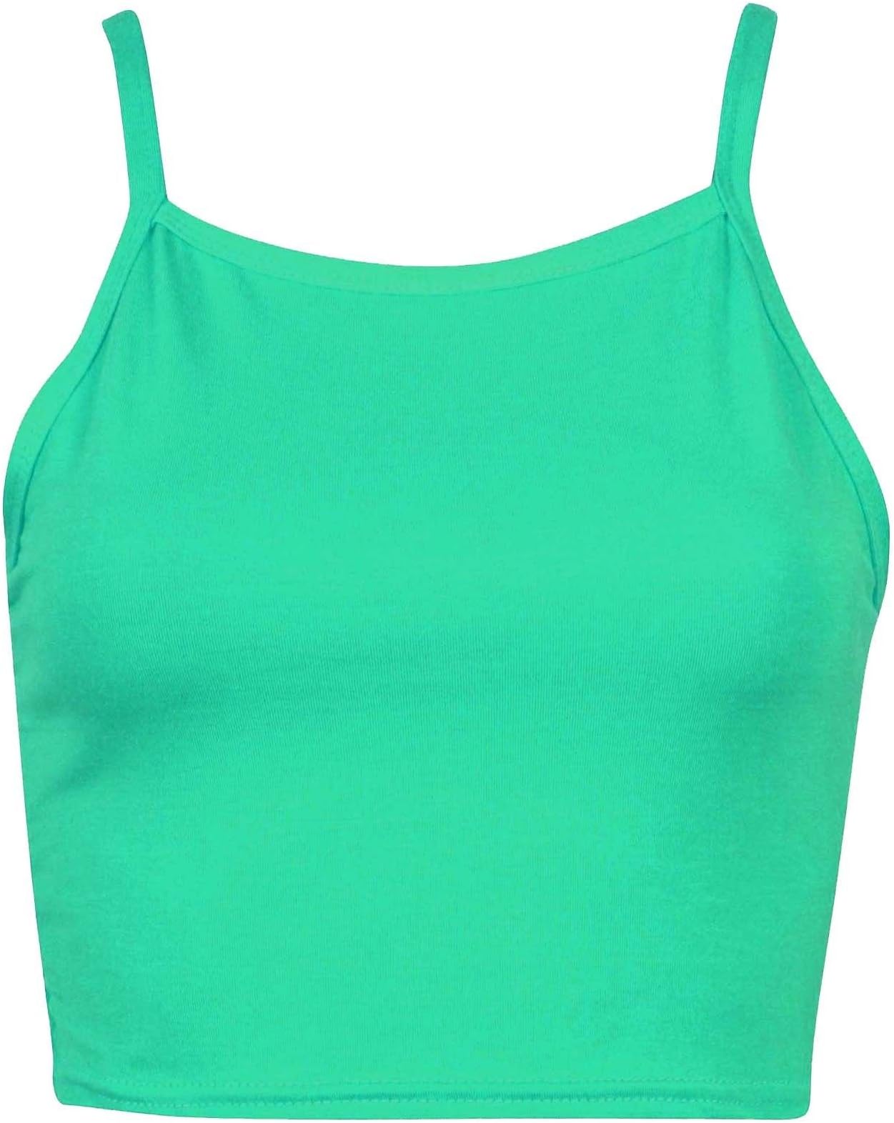 Womens Girls Bralet Cami Spaghetti Strap Vest Sleeveless High Neck 90'S Crop Top