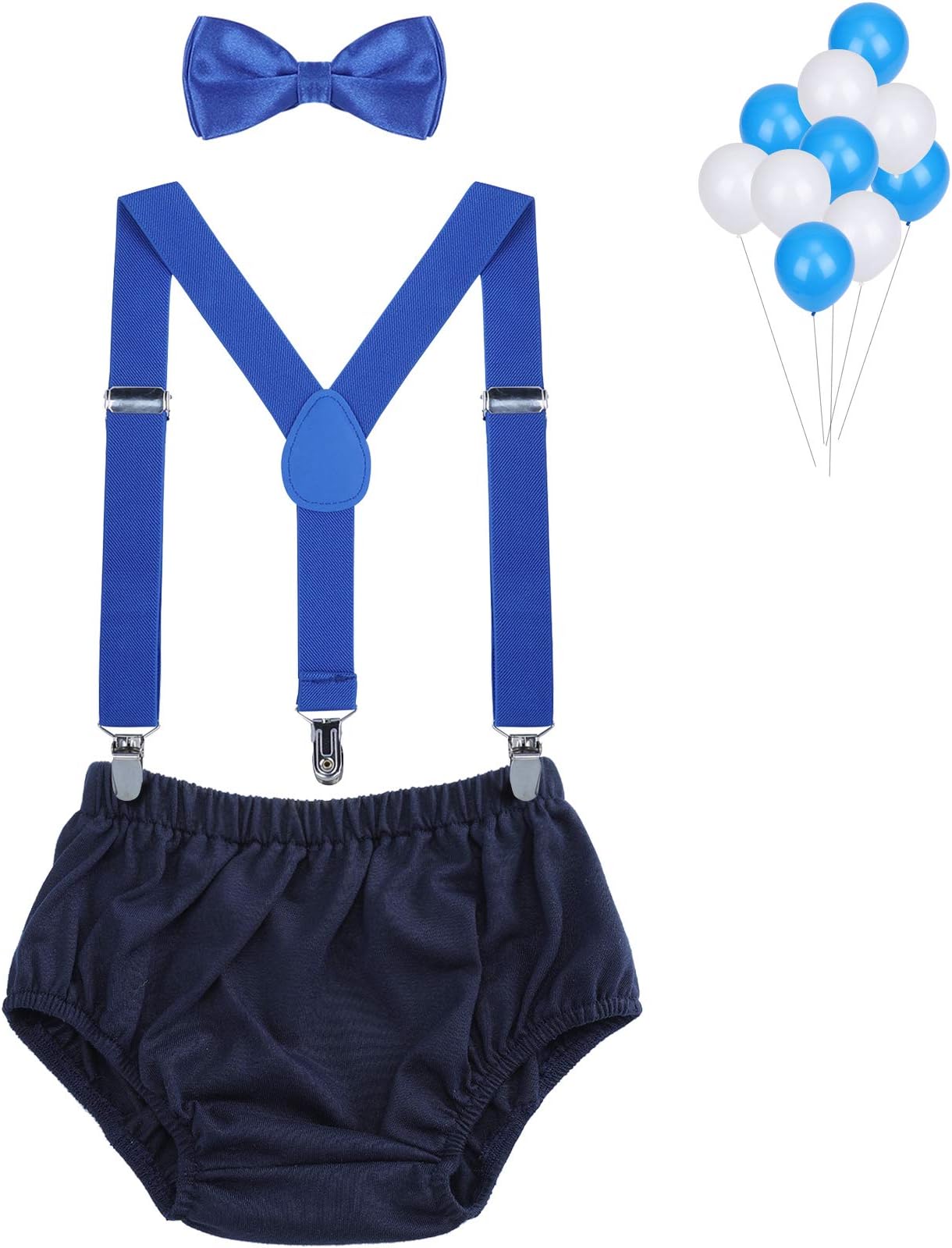 WELROG Boys Cake Smash Outfit - Adjustable Y Braces/Suspenders & Bow Tie Girls