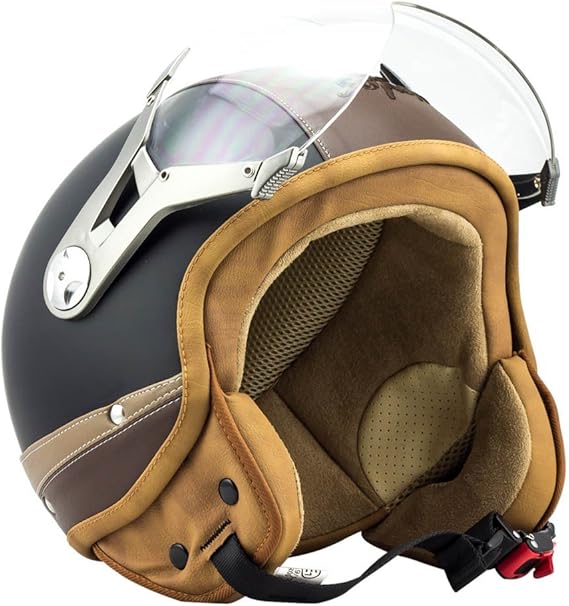 cascos abiertos cafe racer piel