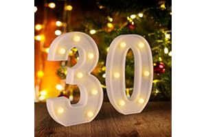 FUNSKY 30th Birthday Decorations for Her Him,30th Birthday Centerpieces Table Decorations for Women Men,Light Up Numbers 30 Sign for Party Backdrop Wall Decor for 30 Wedding Anniversary Decoration
