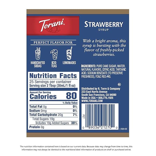 TORANI SYRUP, STRAWBERRY, 25.4-OUNCE BOTTLES (PACK OF 3)