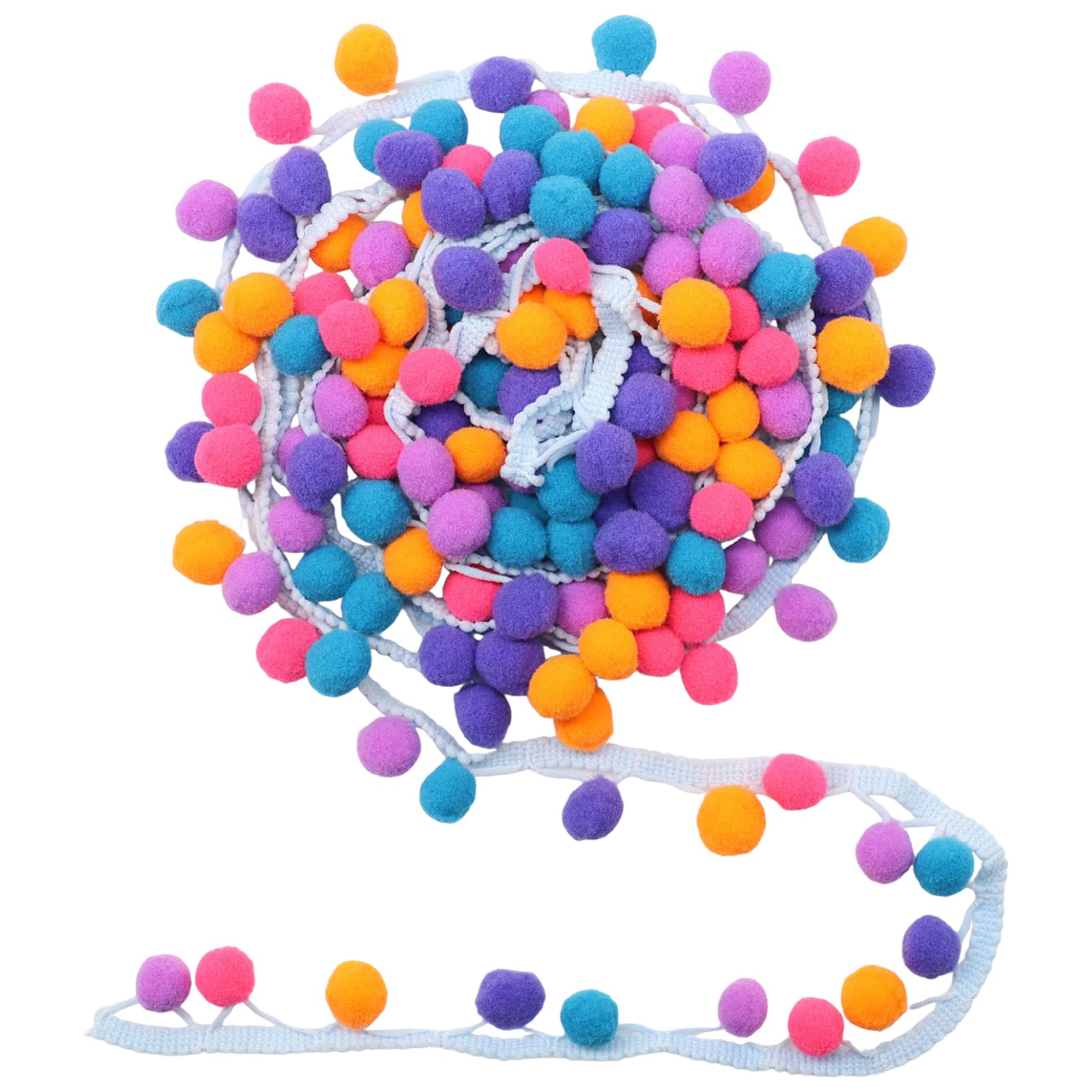 Yalulu 5 Yards Colorful Pom Pom Lace Tassel Pompom Trim Balls Fringe Ribbon Apparel Fabric Cord DIY Craft Sewing Accessory (Blue2)