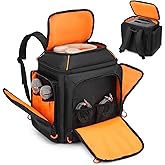 BISKLNDN Carrying Case Travel Backpack Compatible with Bose S1 Pro/ S1 Pro+, Portable Bluetooth Speaker Bag with Shoulder Straps and Accessory Pockets for Microphone, Charger, Cable, Black+Orange