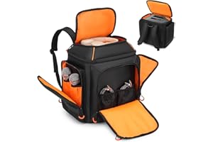BISKLNDN Carrying Case Travel Backpack Compatible with Bose S1 Pro/ S1 Pro+, Portable Bluetooth Speaker Bag with Shoulder Straps and Accessory Pockets for Microphone, Charger, Cable, Black+Orange