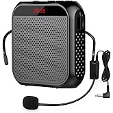 Portable Voice Amplifier with Wired Microphone Headset Rechargeable PA System Speaker Personal Microphone Speech Amplifier Power Amplifiers Loudspeaker for Teachers/Metting/Tour Guide (Black)
