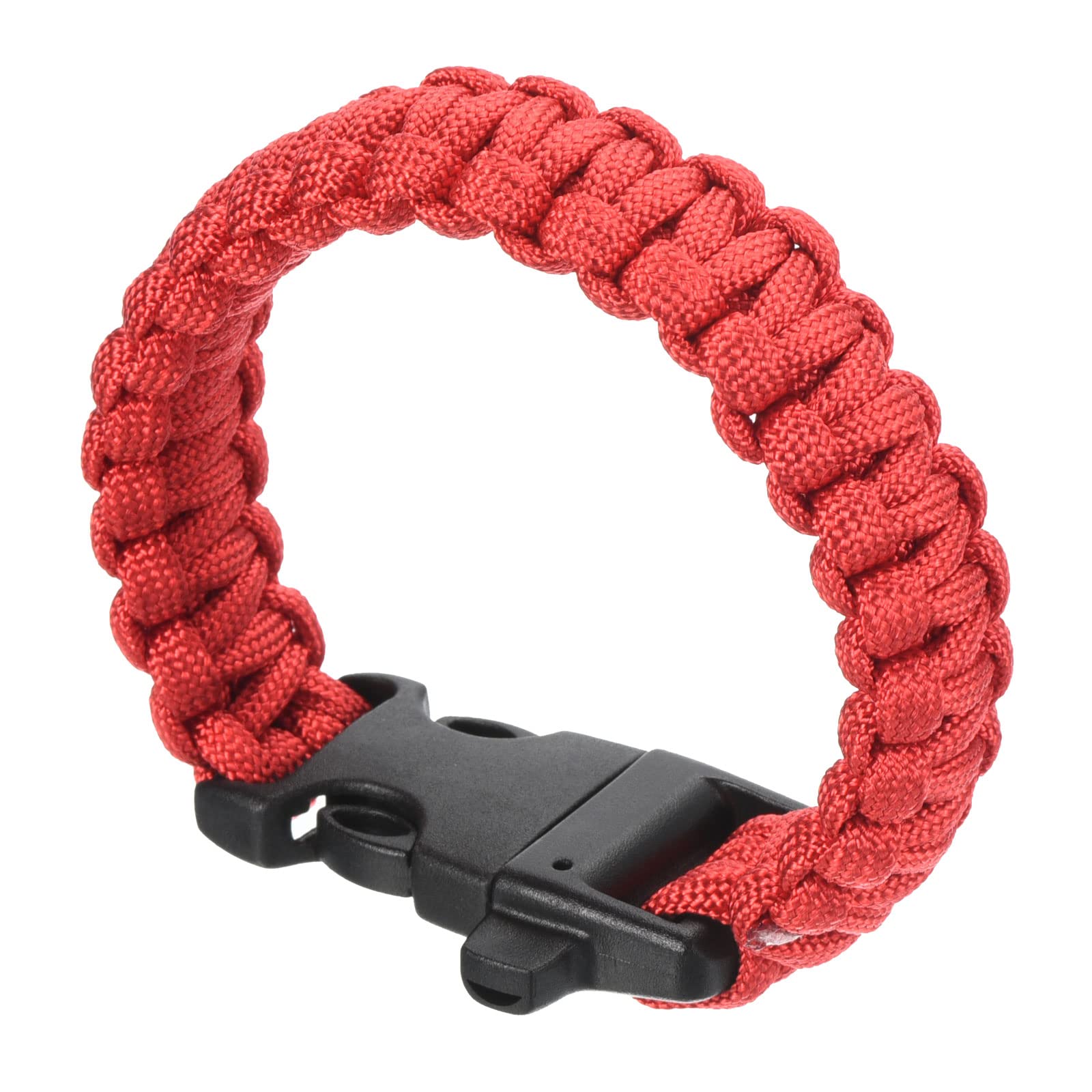 Photo 1 of PATIKIL Survival Paracord Bracelets, Braided Parachute Bracelet with Plastic Buckle Party Favors Camping Gifts Outdoor Wraps for Men, Red