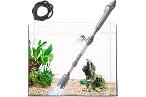 VILLNO Aquarium Vacuum Gravel Cleaner, Battery Fish Tank Water Changer, Removable Vacuum Sand Washer for Fish Tank Cleaning W