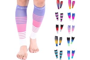 Doc Miller Compression Calf Sleeve for Men & Women, Medical Grade, 20-30mmHg Graduated Support for Running, Calf Tear, Shin Splints, Knee High, Calf Sleeves, Stripes Design, Large Size,1 Pair