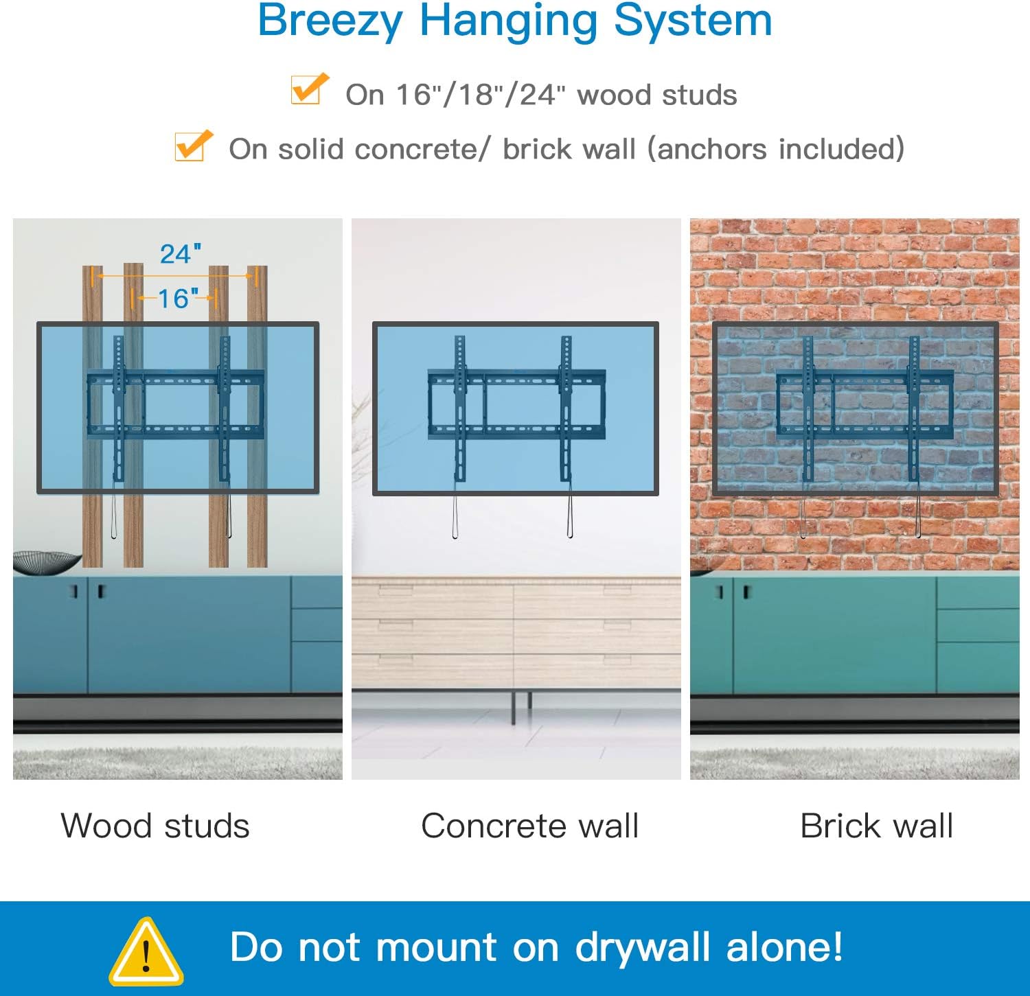 Tilt TV Wall Mount Bracket Low Profile for Most 37-70 Inch LED LCD OLED Plasma Flat Curved Screen TVs, Large Tilting Mount Fits 16-24 Inch Wood Studs Max VESA 600x400mm Holds up to 132lbs by Pipishell: Home Audio & Theater