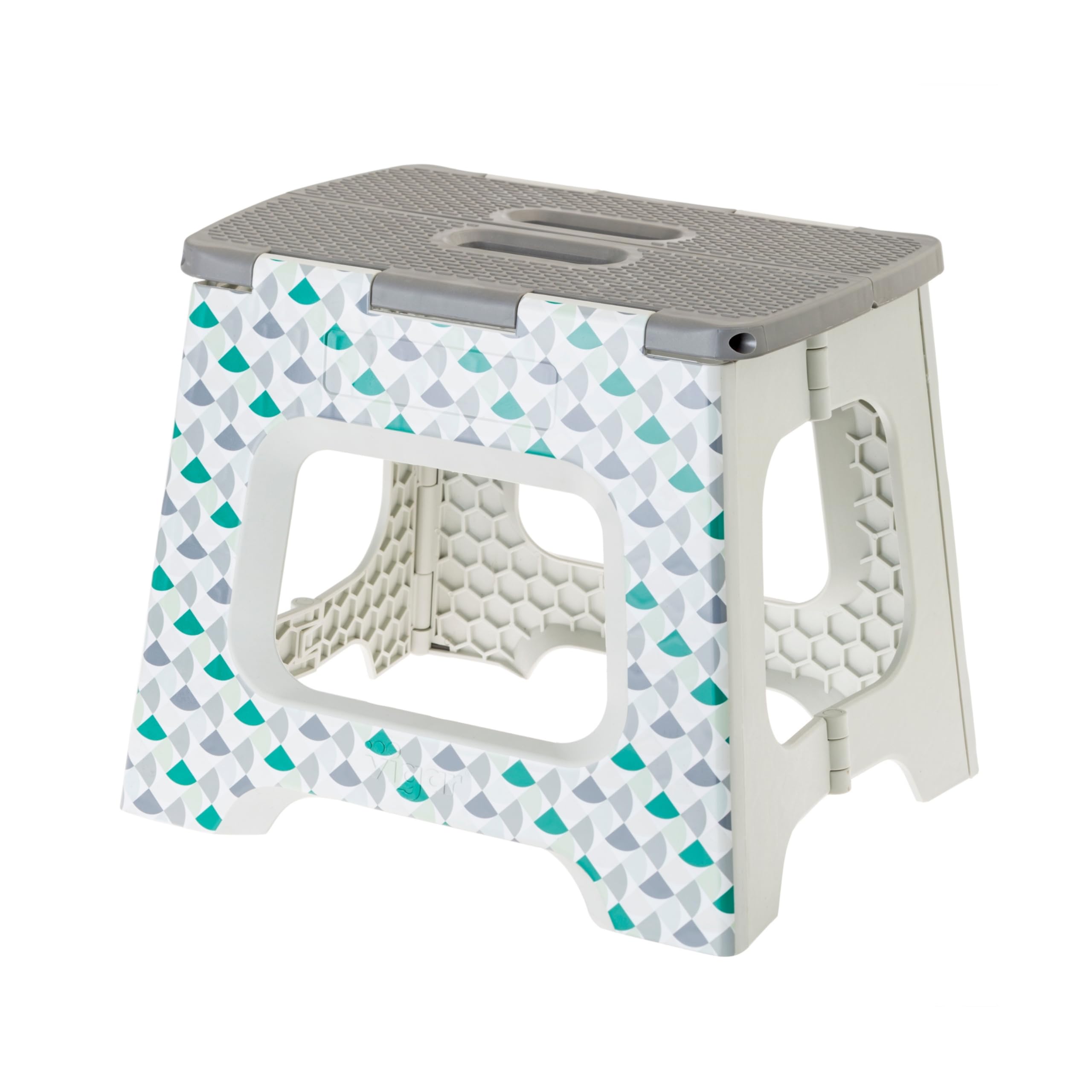 Vigar Compact Step Stool Foldable, 10-1/2-inch Step Stools for Adults up to 330 Pound, Lightweight Stool, Non-Slip Folding Step Stool, Geometric Body