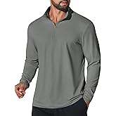 COOFANDY Mens Quarter Zip Pullover Athletic Shirt Long Sleeve Sun Protection Shirt Golf Zip Up Lightweight T Shirts for Man