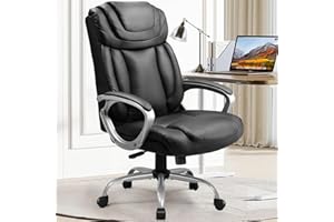 COMHOMA Ergonomic Office Chair Home Office Desk Chairs Comfy Back Support PU Leather Executive Office Chair with Wheels Headrest Padded Armrests Height Adjustable Tilt Swivel Rolling Reclining Seat