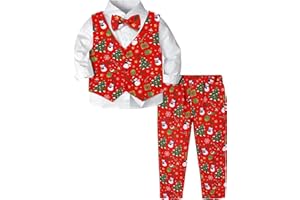 A&J DESIGN Baby Toddler Boys Gentleman Suit Set, 3pcs Outfits Shirts & Vest & Pants