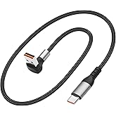 JSADZKJ 90 Degree USB to Type C Cable 6A Fast Charging USB A to USB C Charger Cord Nylon Braided USB-C Short Cable for Car Compatible with Laptop,Cellphone,Phone 16/15 1.64FT