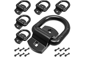 IRONDIY 6 PCS 1/2" Heavy Duty Bolt-On Forged D Rings,12000 LBS Tie Down Anchors D Ring Surface Mount Hooks for Trailers, Vans,Trucks, and Cargo Tie Downs,with Screws & Bolts