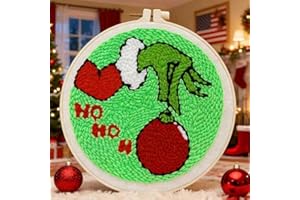 TCDZMYGS Christmas Punch Needle Kit,Punch Needle Kits for Beginners Adults,DIY Embroidery Punch Needles Kits for Art and Craft Wall Decor 8x8in