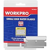 WORKPRO 100-Pack Single Edge Razor Blades, Razor Blade Scraper Refills | Industrial Scraper Razor Blades, High Carbon Steel One Edge Razor Blades for Paint, Sticker &amp; Label Removal