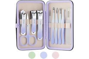SHYEEH Manicure Set, 10 pcs High-Carbon Steel Nail Clippers Set, Portable Mini Manicure and Pedicure Kit, Travel Grooming Nail Kit with Leather Bag for Men and Women