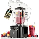 WantJoin Professional Commercial Blender With Shield Quiet Sound Enclosure 2200W Industries Strong and Quiet Professional-Grade Power, Self-Cleaning, Black