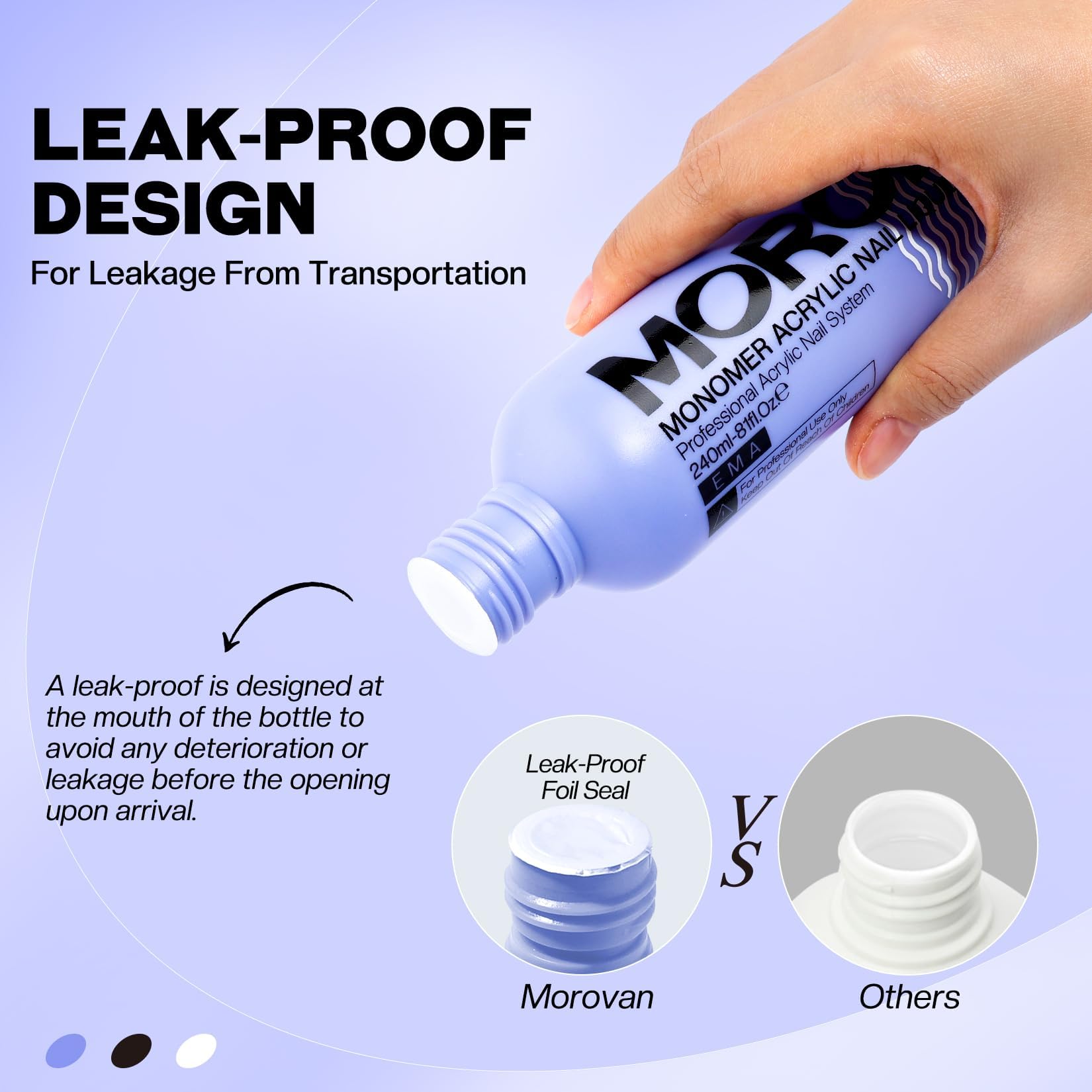 Morovan Monomer Acrylic Nail Liquid 8oz for Acrylic Powder - Professional Monomer Acrylic Nail Liquid For Acrylic Nail Extension Non-Yellowing MMA-Free - Image 6