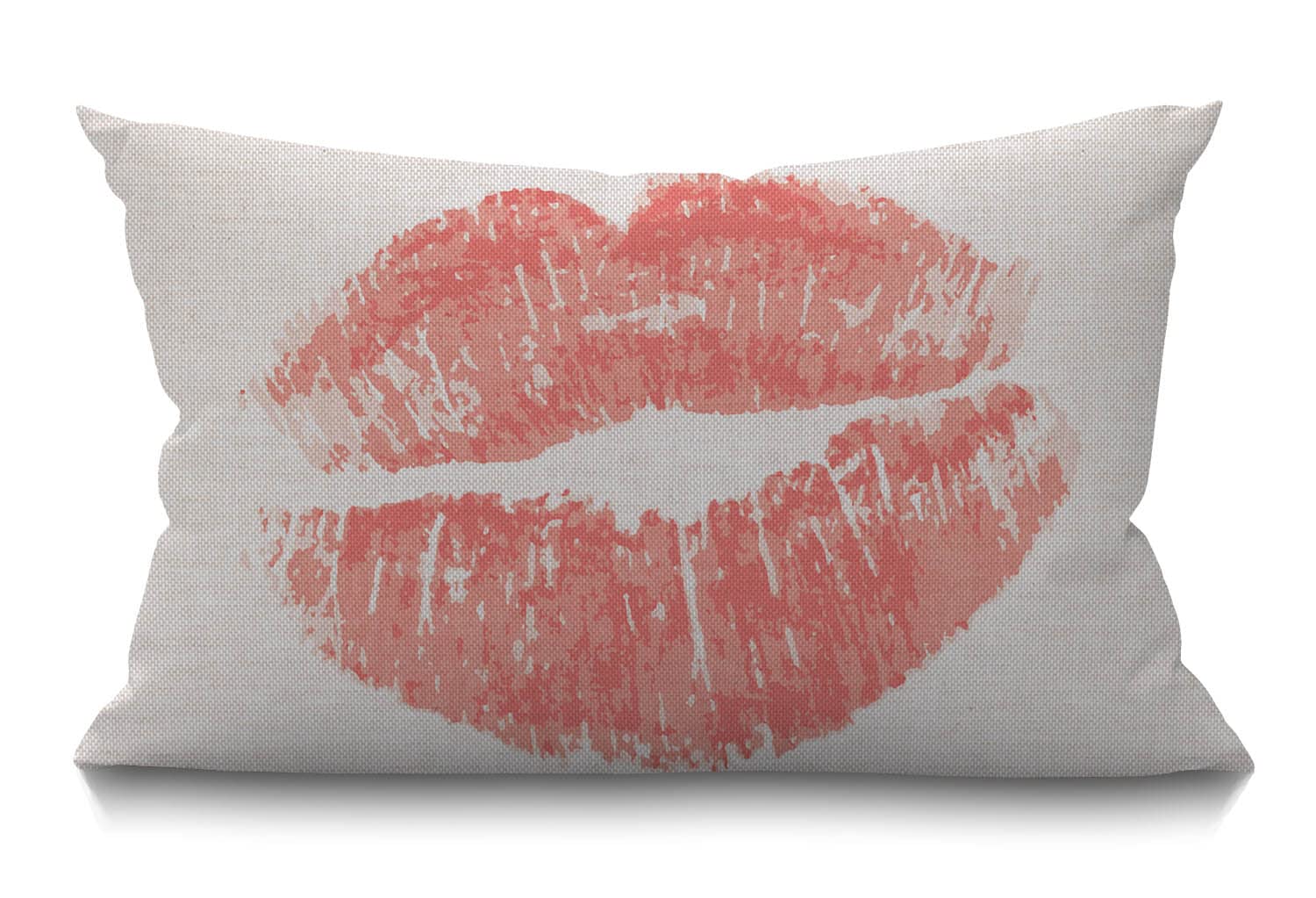 BGBDEIA Lip Cushion Cover 12x20 Inch White Rose Gold Glitter Pink Lipstick Girl Woman Mouth Rectangle Pillow Cases Home Decorative Cotton Linen Throw Pillow Cover for Bed Sofa 30 x 50 cm