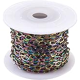 Pandahall 16.4 feet Stainless Steel Cable Chains 6.5x3.5x0.8mm Unwelded Flat Oval Jewelry Chains Vacuum Plating for Bracelet and Necklace Making(Multi-Color)
