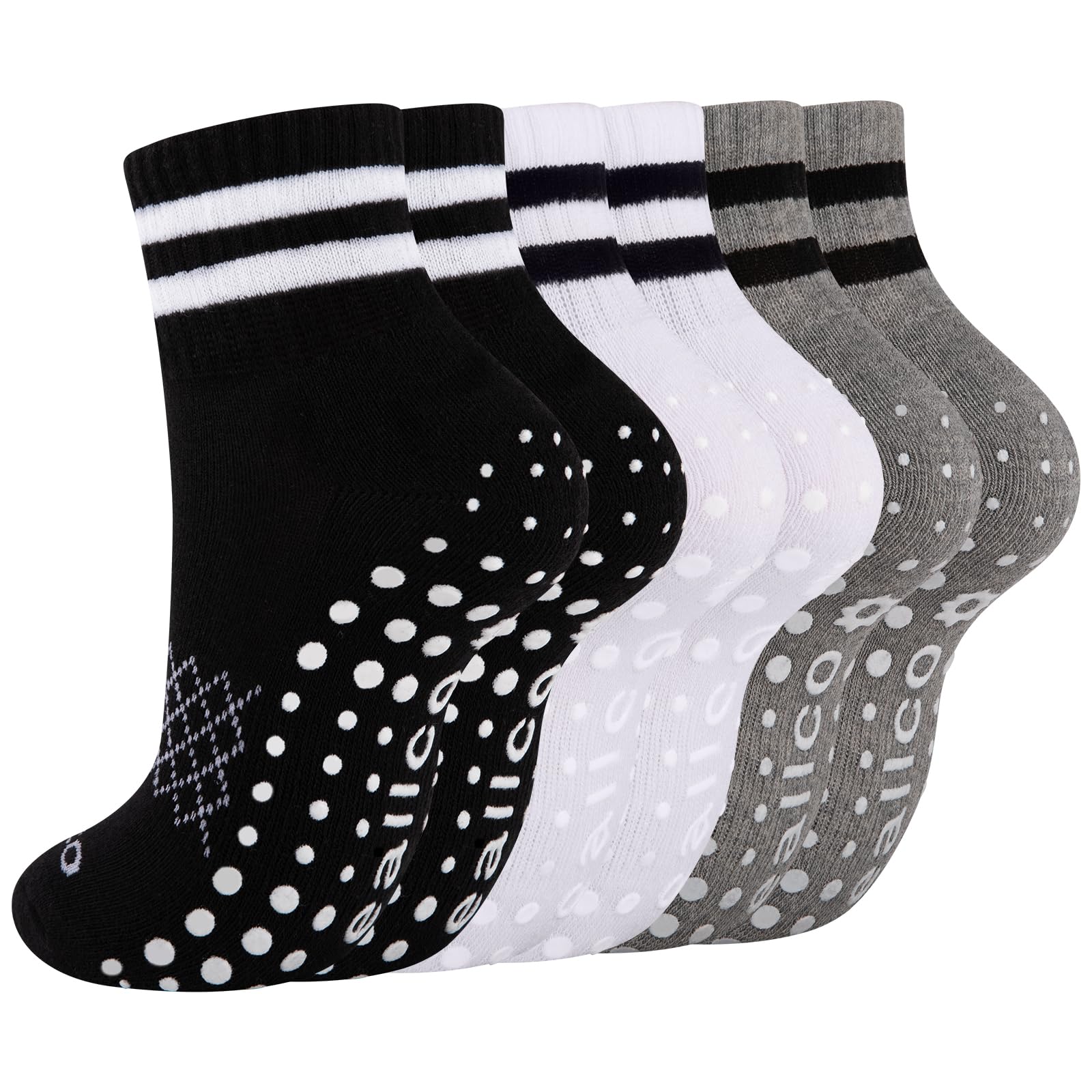 Photo 1 of Pilates Grip Socks for Women Non Slip Grippy Athletic Yoga Socks for Barre Ballet Hospital 3 Pairs